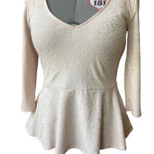 Light Baby Pink Floral Print Peplum.